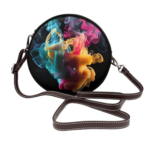 IguaTu Englische Bulldogge, runde Leder-Umhängetasche für Damen, mit abnehmbarem Riemen, stilvolle Crossbody-Tasche, Im Wasser schmelzen, Einheitsgröße IguaTu Englische Bulldogge, runde Leder-Umhängetasche für Damen, mit abnehmbarem Riemen, stilvolle Crossbody-Tasche, Im Wasser schmelzen, Einheitsgröße von IguaTu