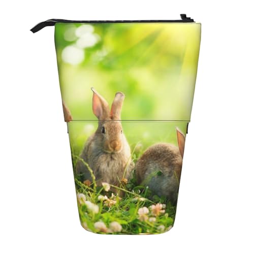 IguaTu Erweiterbares Federmäppchen, Bauernhoftiere, Teleskop-Schreibwaren-Organizer, strapazierfähiges Oxford-Gewebe, Mehrzweck-Tasche für Stifte, Make-up, Lustige Kaninchen, Einheitsgröße, von IguaTu