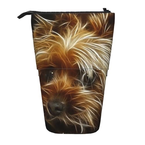 IguaTu Erweiterbares Federmäppchen, Motiv: Strauß Narzissen, Teleskop-Schreibwaren-Organizer, strapazierfähiges Oxford-Gewebe, Mehrzweck-Tasche für Stifte, Make-up, Lustiger Yorkie-Hund, von IguaTu