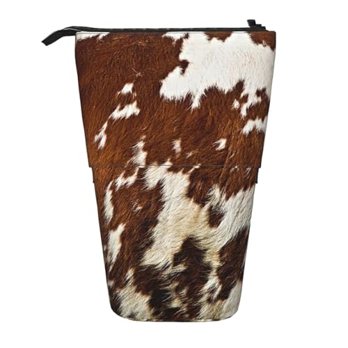 IguaTu Erweiterbares Federmäppchen aus Weinkork, Teleskop-Schreibwaren-Organizer, strapazierfähiges Oxford-Gewebe, Mehrzweck-Tasche für Stifte, Make-up, Rotes und weißes Rindsleder., Einheitsgröße, von IguaTu