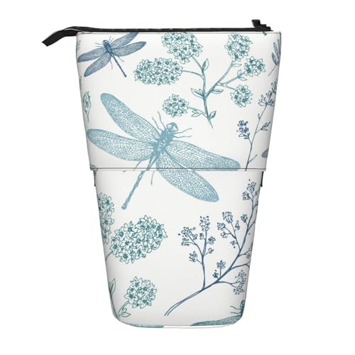 IguaTu Erweiterbares Federmäppchen mit Hortensien-Blume, Teleskop-Schreibwaren-Organizer, strapazierfähiges Oxford-Gewebe, Mehrzweck-Tasche für Stifte, Make-up, libelle, Einheitsgröße, Kosmetikkoffer von IguaTu