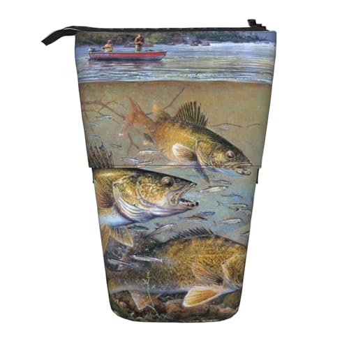 IguaTu Erweiterbares Federmäppchen mit Schneeleopard, Teleskop-Schreibwaren-Organizer, strapazierfähiges Oxford-Gewebe, Mehrzweck-Tasche für Stifte, Make-up, Angeln See Angler, Einheitsgröße, von IguaTu