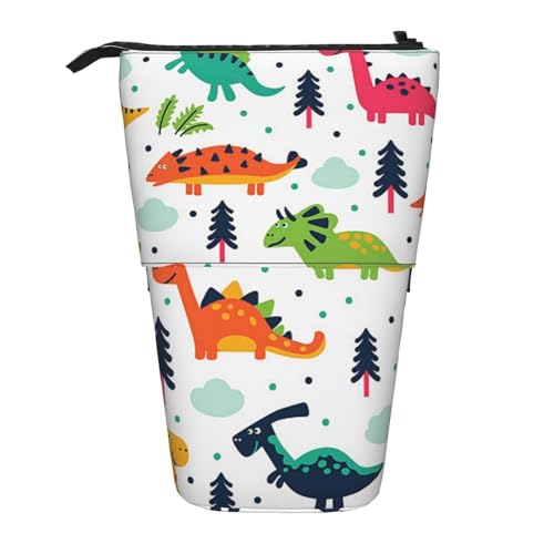 IguaTu Erweiterbares Federmäppchen mit Schneeleopard, Teleskop-Schreibwaren-Organizer, strapazierfähiges Oxford-Gewebe, Mehrzweck-Tasche für Stifte, Make-up, Bunte Dinosaurier, Einheitsgröße, von IguaTu