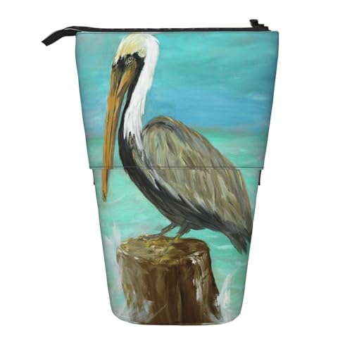 IguaTu Erweiterbares Federmäppchen mit Schneeleopard, Teleskop-Schreibwaren-Organizer, strapazierfähiges Oxford-Gewebe, Mehrzweck-Tasche für Stifte, Make-up, Pelikans Kunstdruck, Einheitsgröße, von IguaTu