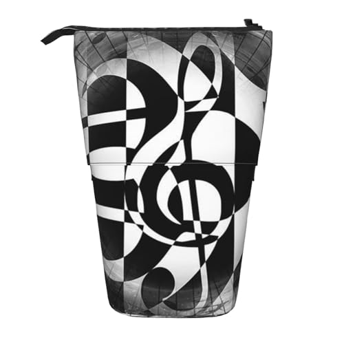 IguaTu Erweiterbares Federmäppchen mit tropischem Regenwald, Teleskop-Schreibwaren-Organizer, strapazierfähiges Oxford-Gewebe, Mehrzweck-Tasche für Stifte, Make-up, Notenschlüssel mit Musikmotiv, von IguaTu