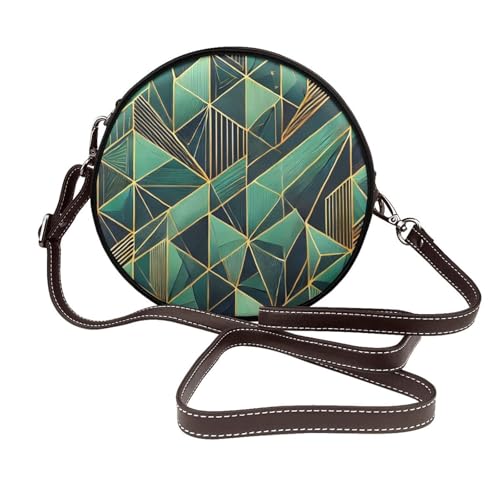 IguaTu Evil Eyes Runde Leder-Umhängetasche für Damen mit abnehmbarem Riemen, stilvolle Crossbody-Kreis-Geldbörse, Schwarz und Gold, geometrisch, Einheitsgröße IguaTu Evil Eyes Runde Leder-Umhängetasche für Damen mit abnehmbarem Riemen, stilvolle Crossbody-Kreis-Geldbörse, Schwarz und Gold, geometrisch, Einheitsgröße von IguaTu