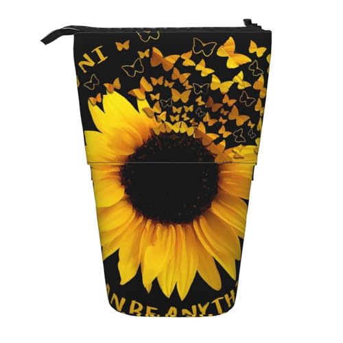 IguaTu Faultier-Familie, erweiterbares Federmäppchen, Teleskop-Schreibwaren-Organizer, strapazierfähiges Oxford-Gewebe, Mehrzweck-Tasche für Stifte, Make-up, Schmetterling und Sonnenblume, von IguaTu