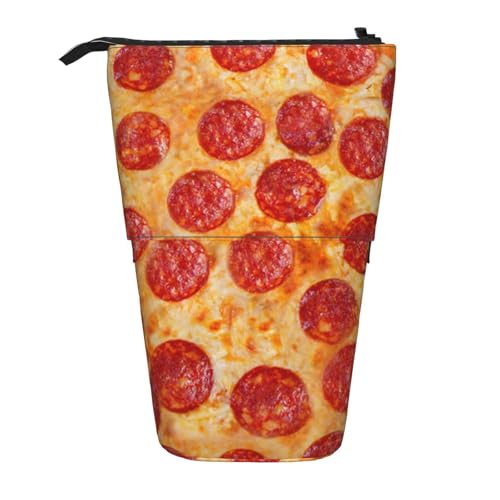 IguaTu Federmäppchen, ausziehbar, Motiv: rosa Tulpen, Teleskop-Schreibwaren-Organizer, strapazierfähiges Oxford-Gewebe, Mehrzweck-Tasche für Stifte, Make-up, 3D Pizza Pepperoni, Einheitsgröße, von IguaTu