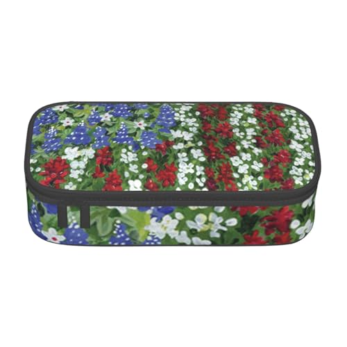 IguaTu Federmäppchen "Follow Your Dreams" Faultier Große Kapazität für Schule, Schreibwaren Organizer Tasche mit Fächern, Reißverschlusstasche, Amerika, patriotische Blume, Einheitsgröße von IguaTu