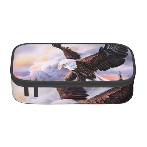 IguaTu Federmäppchen "Follow Your Dreams" Faultier Große Kapazität für Schule, Schreibwaren Organizer Tasche mit Fächern, Reißverschlusstasche, Bald Eagle, Einheitsgröße, Kosmetikkoffer von IguaTu