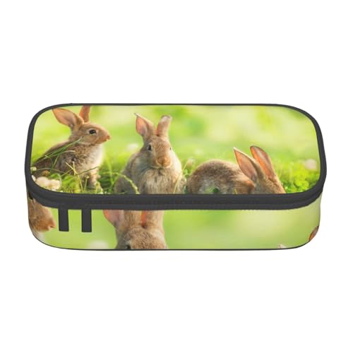 IguaTu Federmäppchen "Follow Your Dreams" Faultier Große Kapazität für Schule, Schreibwaren Organizer Tasche mit Fächern, Reißverschlusstasche, Lustige Kaninchen, Einheitsgröße, Kosmetikkoffer von IguaTu