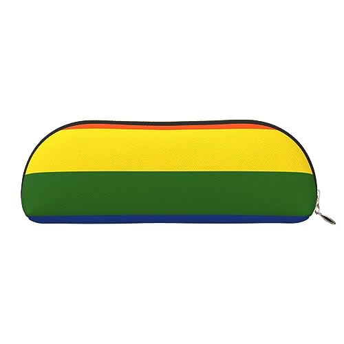 IguaTu Federmäppchen aus Leder, Motiv: Regenbogen-Flagge – Kosmetiktasche mit glattem Reißverschluss – Münztasche – Bürobedarf-Organizer, gold, Einheitsgröße, Schulranzen von IguaTu