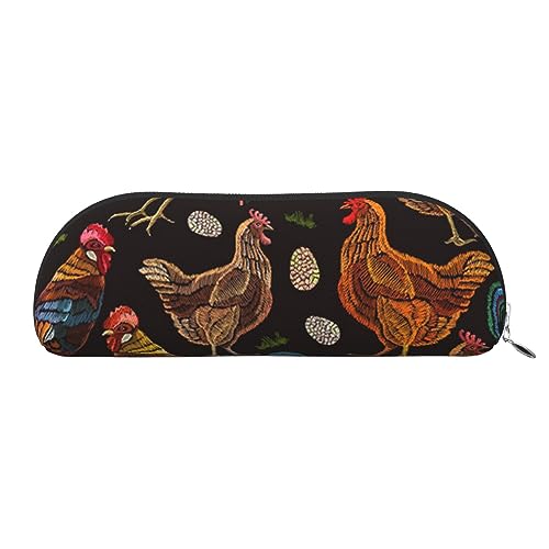 IguaTu Federmäppchen aus Leder mit Huhn-Motiv, Kosmetiktasche mit glattem Reißverschluss, Münztasche, Bürobedarf, Organizer, silber, Einheitsgröße, Schulranzen von IguaTu