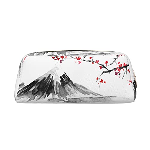 IguaTu Federmäppchen aus Leder mit Zitronen- und Blumenmotiv, dreidimensionales Federmäppchen, große Kapazität, Kosmetiktasche, Schreibwaren-Tasche, Japanischer Berg rote Sonne, Einheitsgröße, von IguaTu