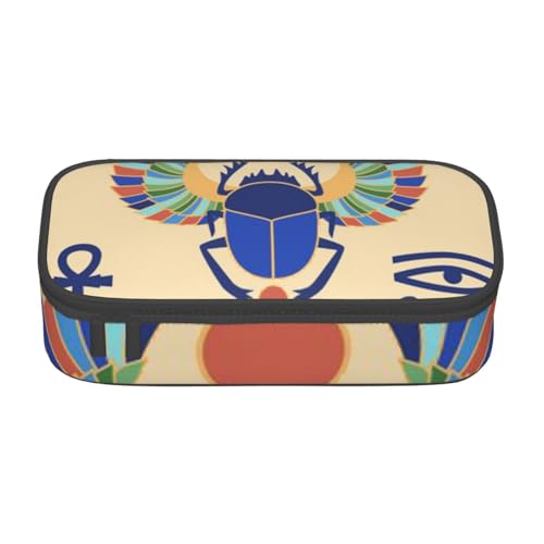 IguaTu Federmäppchen für Golfplatz, große Kapazität, für Schule, Schreibwaren-Organizer-Tasche mit Fächern, Reißverschlusstasche, Ägyptischer Skarabab, Einheitsgröße, Kosmetikkoffer von IguaTu