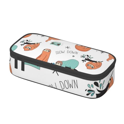 IguaTu Federmäppchen für Golfplatz, große Kapazität, für Schule, Schreibwaren-Organizer-Tasche mit Fächern, Reißverschlusstasche, Braun Faultier, Einheitsgröße, Kosmetikkoffer von IguaTu