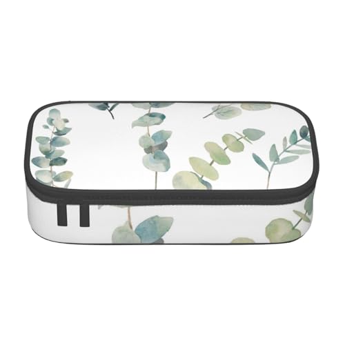 IguaTu Federmäppchen für Golfplatz, große Kapazität, für Schule, Schreibwaren-Organizer-Tasche mit Fächern, Reißverschlusstasche, Eukalyptusblätter, Einheitsgröße, Kosmetikkoffer von IguaTu