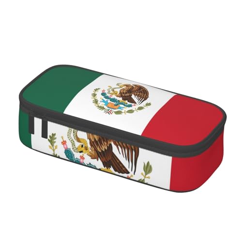 IguaTu Federmäppchen für Golfplatz, große Kapazität, für Schule, Schreibwaren-Organizer-Tasche mit Fächern, Reißverschlusstasche, Flagge Mexikos, Einheitsgröße, Kosmetikkoffer von IguaTu
