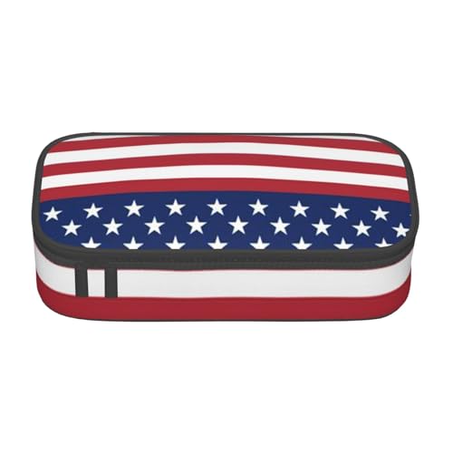IguaTu Federmäppchen mit Blumenmotiv, großes Fassungsvermögen, für Schule, Schreibwaren-Organizer-Tasche mit Fächern, Reißverschlusstasche, Amerikanische Flagge Sterne Streifen, Einheitsgröße von IguaTu