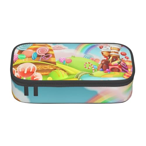 IguaTu Federmäppchen mit Blumenmotiv, großes Fassungsvermögen, für Schule, Schreibwaren-Organizer-Tasche mit Fächern, Reißverschlusstasche, Candy Land, Einheitsgröße, Kosmetikkoffer von IguaTu