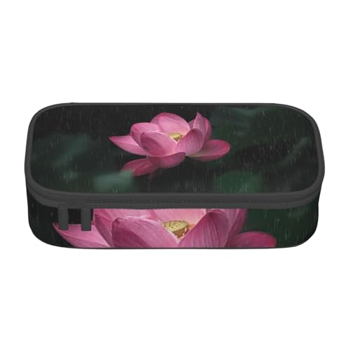 IguaTu Federmäppchen mit Blumenmotiv, großes Fassungsvermögen, für Schule, Schreibwaren-Organizer-Tasche mit Fächern, Reißverschlusstasche, Lotusblüte, Einheitsgröße, Kosmetikkoffer von IguaTu