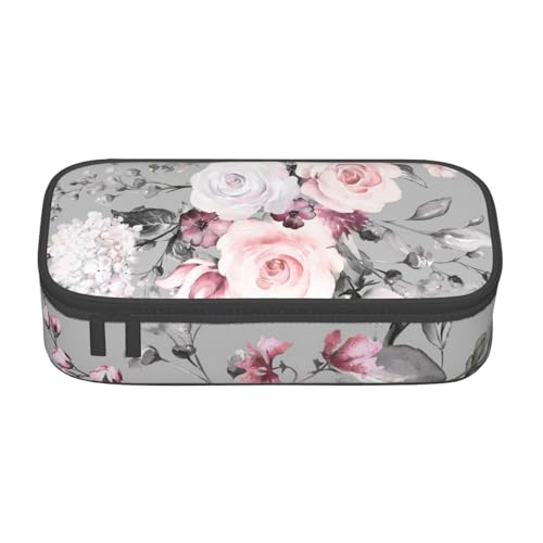 IguaTu Federmäppchen mit Blumenmotiv, großes Fassungsvermögen, für Schule, Schreibwaren-Organizer-Tasche mit Fächern, Reißverschlusstasche, Pflanze, Blumen., Einheitsgröße, Kosmetikkoffer von IguaTu