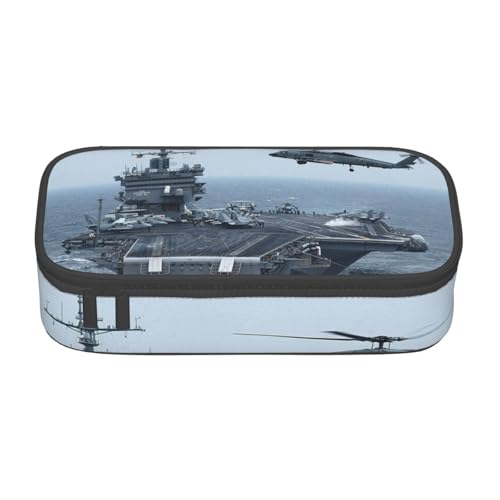 IguaTu Federmäppchen mit Elefant und Giraffe, große Kapazität, für Schule, Schreibwaren-Organizer-Tasche mit Fächern, Reißverschlusstasche, Flugzeugträger, Einheitsgröße, Kosmetikkoffer von IguaTu