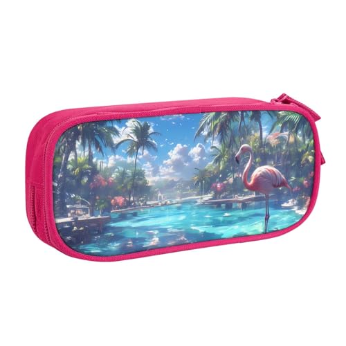 IguaTu Federmäppchen mit Flamingo und Schwimmbad, große Kapazität, doppellagig, Schreibwaren-Organizer für Schule, Büro, Reisen, rose, Einheitsgröße, Kosmetikkoffer von IguaTu