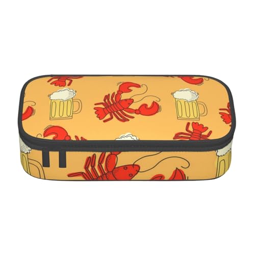 IguaTu Federmäppchen mit Fledermaus-Muster, große Kapazität, für Schule, Schreibwaren-Organizer-Tasche mit Fächern, Reißverschlusstasche, Bier- und Krebsmuster, Einheitsgröße, Kosmetikkoffer von IguaTu