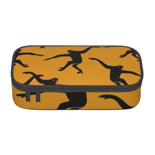 IguaTu Federmäppchen mit Fledermaus-Muster, große Kapazität, für Schule, Schreibwaren-Organizer-Tasche mit Fächern, Reißverschlusstasche, Schwarzer Gibbon Affe, Einheitsgröße, Kosmetikkoffer von IguaTu