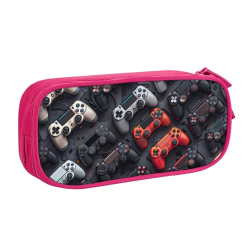 IguaTu Federmäppchen mit Gaming-Controller-Muster, große Kapazität, doppelschichtiger Schreibwaren-Organizer für Schule, Büro, Reisen, rose, Einheitsgröße, Kosmetikkoffer von IguaTu