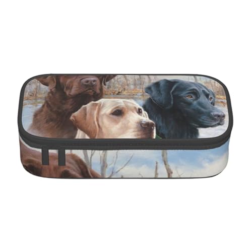 IguaTu Federmäppchen mit Labrador-Hunden, große Kapazität, für Schule, Schreibwaren-Organizer-Tasche mit Fächern, Reißverschlusstasche, Labrador-Hunde, Einheitsgröße, Kosmetikkoffer von IguaTu