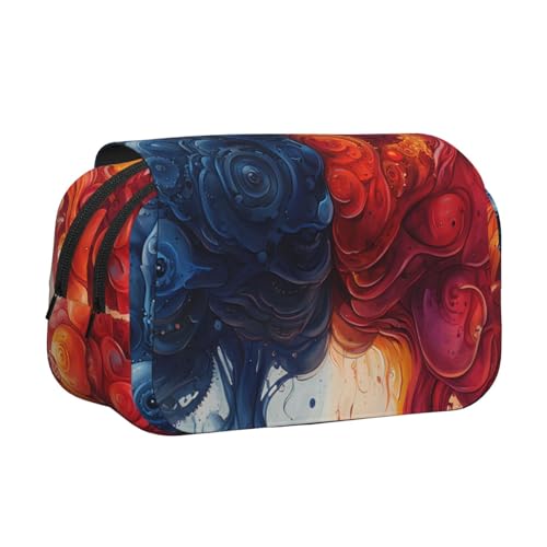 IguaTu Federmäppchen mit Musiknoten-Druck, doppellagig, Oxford-Stoff, Stifteetui mit Reißverschluss und Klappe, große Kapazität, Schreibwarentasche für Schule, Büro, Reisen, Vorteil: linkes und von IguaTu