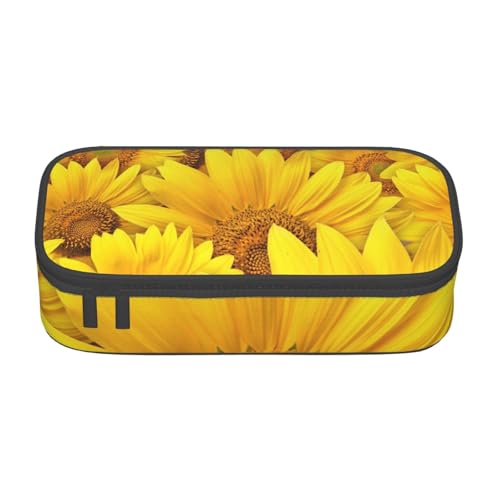 IguaTu Federmäppchen mit Segelpiraten-Motiv, große Kapazität, für Schule, Schreibwaren-Organizer-Tasche mit Fächern, Reißverschlusstasche, Sonnenblumen, Einheitsgröße, Kosmetikkoffer von IguaTu