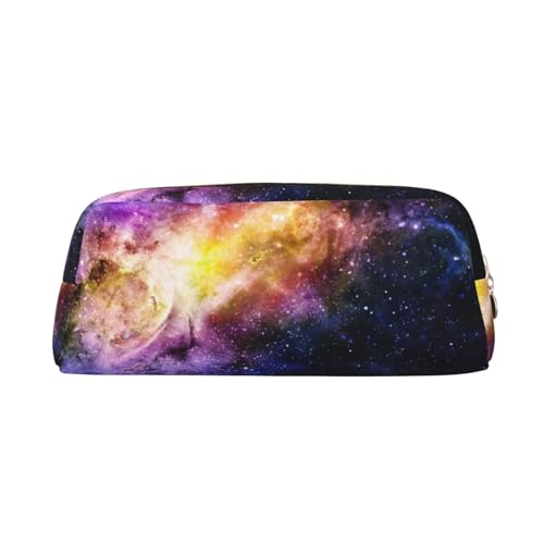 IguaTu Federmäppchen mit bunten Kürbisen, Leder, mit Reißverschluss, dreidimensionales Federmäppchen, große Kapazität, Kosmetiktasche, Schreibwaren-Tasche, Galaxie im Universum, Einheitsgröße, von IguaTu