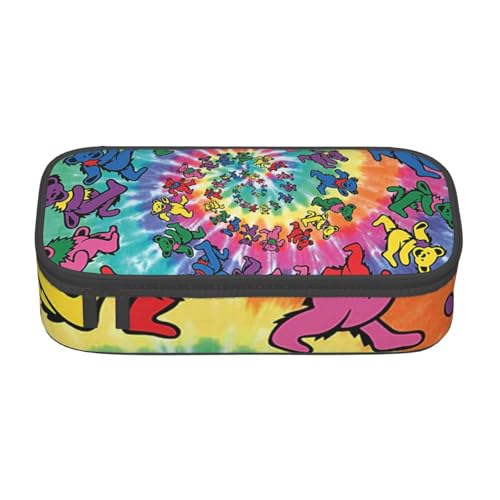 IguaTu Federmäppchen mit großem Fassungsvermögen, Schwarz und Weiß, gepunktet, für die Schule, Schreibwaren-Organizer-Tasche mit Fächern, Reißverschlusstasche, Tanzender Thanksgiving Bär von IguaTu