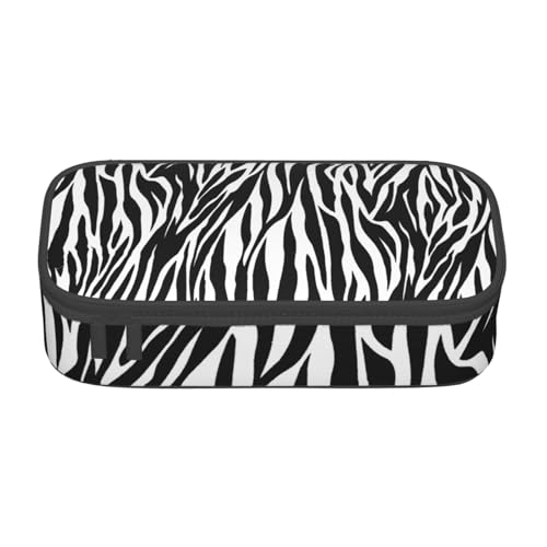 IguaTu Federmäppchen mit großem Fassungsvermögen, Schwarz und Weiß, gepunktet, für die Schule, Schreibwaren-Organizer-Tasche mit Fächern, Reißverschlusstasche, Zebramuster, Einheitsgröße von IguaTu