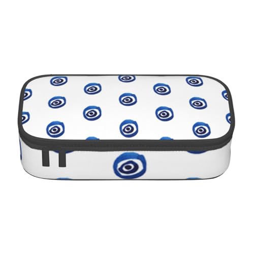 IguaTu Federmäppchen mit großem Fassungsvermögen, Schwarz und Weiß, gestreift, für die Schule, Schreibwaren-Organizer-Tasche mit Fächern, Reißverschlusstasche, Evil Eyes1, Einheitsgröße von IguaTu