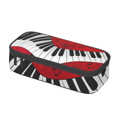 IguaTu Federmäppchen mit großem Fassungsvermögen, Schwarz und Weiß, gestreift, für die Schule, Schreibwaren-Organizer-Tasche mit Fächern, Reißverschlusstasche, Musiknoten-Klavier, Einheitsgröße von IguaTu