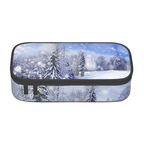 IguaTu Federmäppchen mit großem Fassungsvermögen, für die Schule, Schreibwaren-Organizer-Tasche mit Fächern, Reißverschlusstasche, Winterlandschaft, Einheitsgröße, Kosmetikkoffer von IguaTu