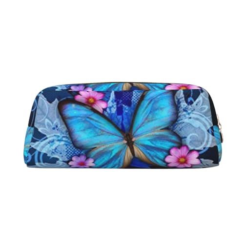 IguaTu Federmäppchen mit hawaiianischem Blumenmuster, Leder, mit Reißverschluss, dreidimensionales Federmäppchen, große Kapazität, Kosmetiktasche, Schreibwaren-Tasche, Niedlicher Schmetterling, von IguaTu