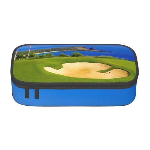 IguaTu Federmäppchen mit karierter Flagge, großes Fassungsvermögen, für die Schule, Schreibwaren-Organizer-Tasche mit Fächern, Reißverschlusstasche, Golfplatz, Einheitsgröße, Kosmetikkoffer von IguaTu