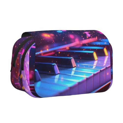 IguaTu Federmäppchen mit modernem Punktemuster, doppellagig, Oxford-Stoff, Stifteetui mit Reißverschluss und Klappe, großes Fassungsvermögen, Schreibwarentasche für Schule, Büro, Reisen, Klaviertasten von IguaTu