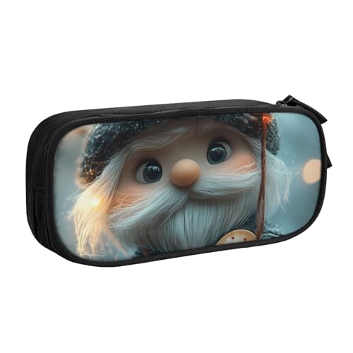 IguaTu Federmäppchen mit traditionellem Weihnachts-Zwerg, große Kapazität, doppellagig, Schreibwaren-Organizer für Schule, Büro, Reisen, Schwarz , Einheitsgröße, Kosmetikkoffer von IguaTu