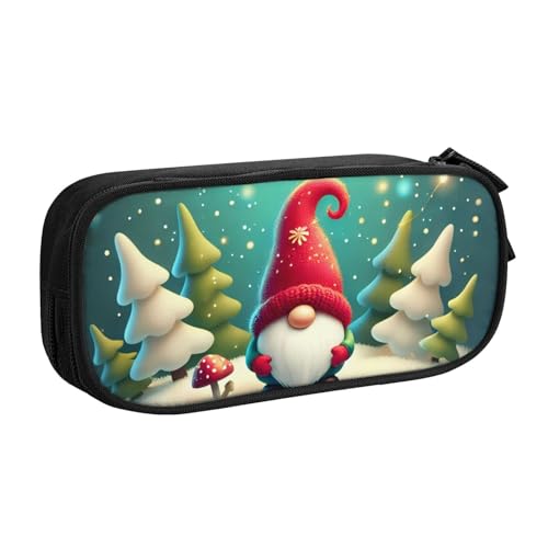 IguaTu Federmäppchen mit traditionellem Weihnachts-Zwerg, große Kapazität, doppellagig, Schreibwaren-Organizer für Schule, Büro, Reisen, Schwarz , Einheitsgröße, Kosmetikkoffer von IguaTu