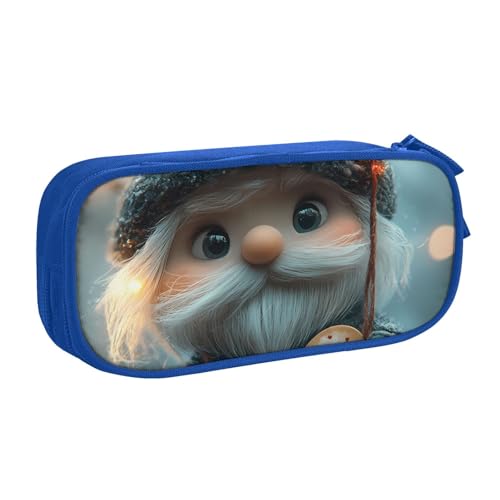 IguaTu Federmäppchen mit traditionellem Weihnachts-Zwerg, große Kapazität, doppellagig, Schreibwaren-Organizer für Schule, Büro, Reisen, blau, Einheitsgröße, Kosmetikkoffer von IguaTu