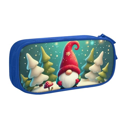 IguaTu Federmäppchen mit traditionellem Weihnachts-Zwerg, große Kapazität, doppellagig, Schreibwaren-Organizer für Schule, Büro, Reisen, blau, Einheitsgröße, Kosmetikkoffer von IguaTu