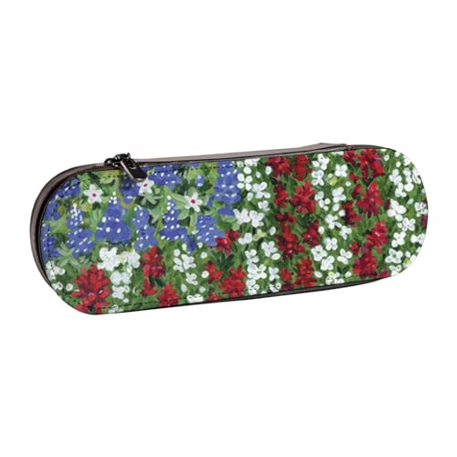 IguaTu Federmäppchen und Make-up-Organizer aus Leder, Zebramuster, wasserdicht, mit Reißverschluss, kompakte Reise-Stifttasche für Schule, Büro, Amerika, patriotische Blume, Einheitsgröße von IguaTu