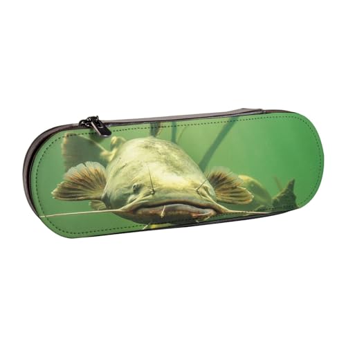 IguaTu Federmäppchen und Make-up-Organizer aus Leder, Zebramuster, wasserdicht, mit Reißverschluss, kompakte Reise-Stifttasche für Schule, Büro, Unterwasserwelse, Einheitsgröße, Kosmetikkoffer von IguaTu