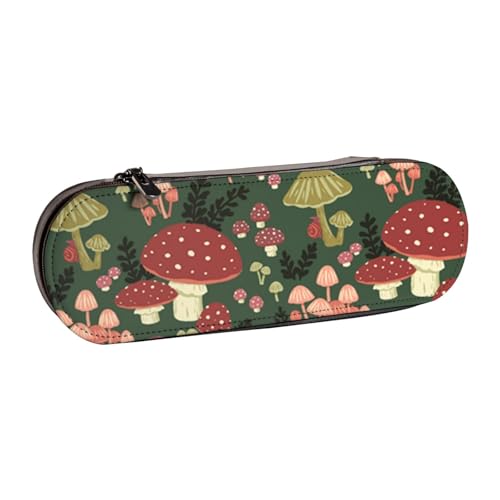 IguaTu Federmäppchen und Make-up-Organizer aus Leder, mit Pfeilen, wasserdicht, mit Reißverschluss, kompakte Reise-Stifttasche für Schule, Büro, Geschenk, Bright Mushrooms Art, Einheitsgröße von IguaTu